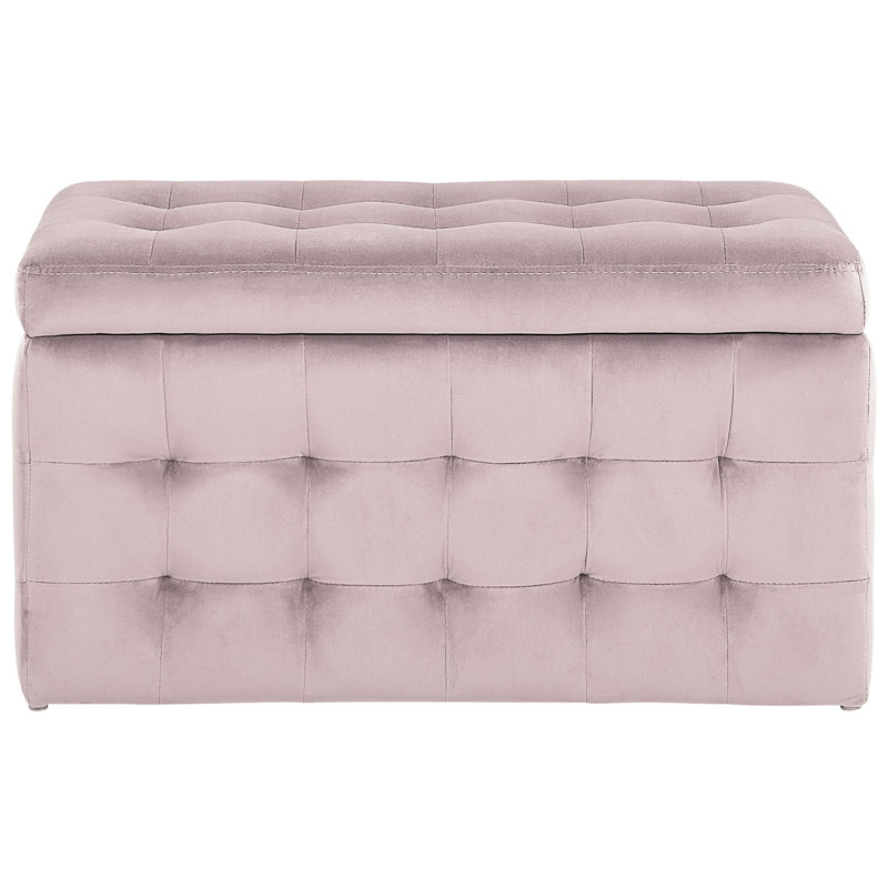 Francina 72cm Wide Velvet Tufted Rectangle Solid Colour Ottoman with Storage, Pink