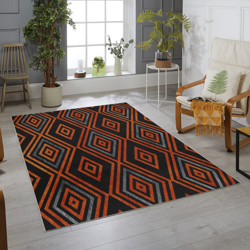 Premium Woven Carpet, 5.2 x 7.5 ft, 100% Polyester, Antibacterial, Non-Slip Underside, 0.3 in Pile Height | Machine Washable, 3D Digital Print | Perfect for Living Room, Bedroom & Office Décor