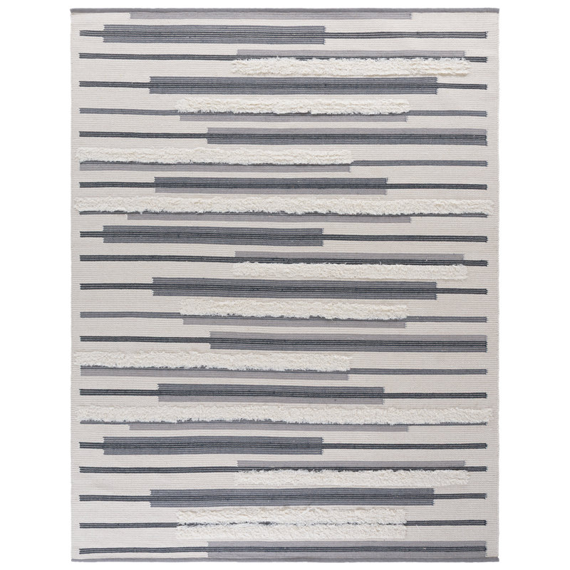 Kenya Hand Woven Wool;Cotton Striped Indoor Rug, Rectangle 4' x 6'