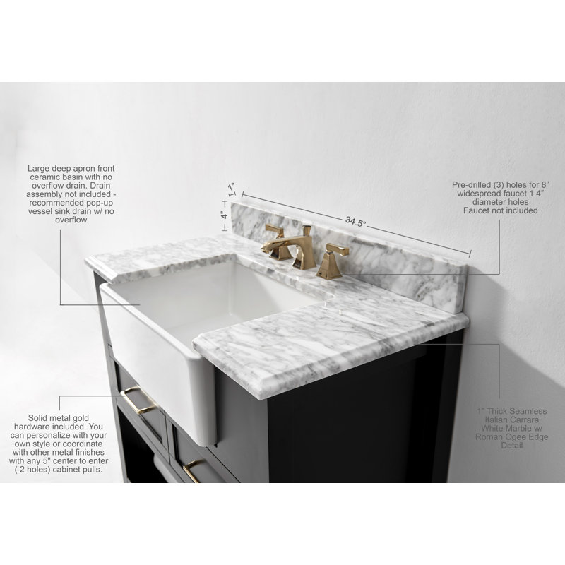 36'' W Single Vanity, Black Onyx