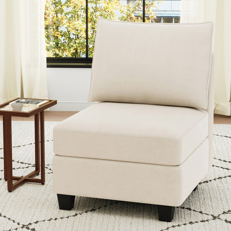 Module de siège simple en velours avec accoudoirs pour canapé modulaire