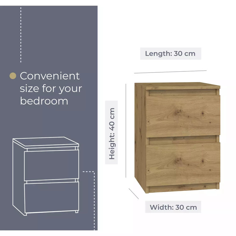 30cm W Laminate Bedside Table