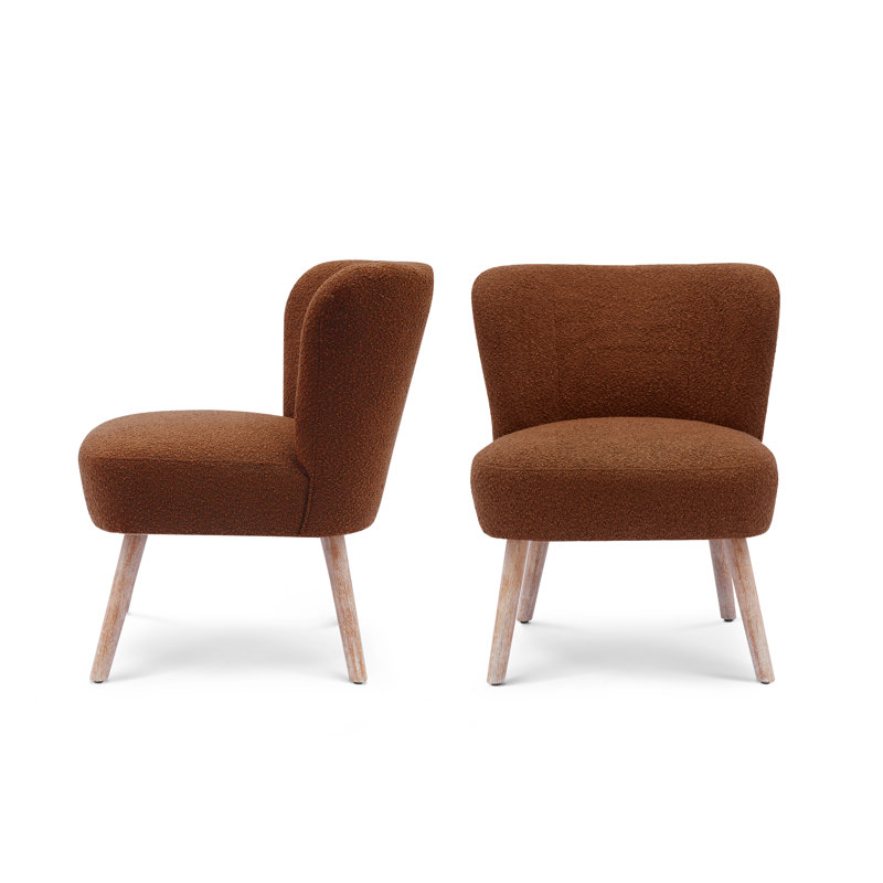 Fauteuil de chambre rembourré Breann, Mélange de polyester rouille et orange