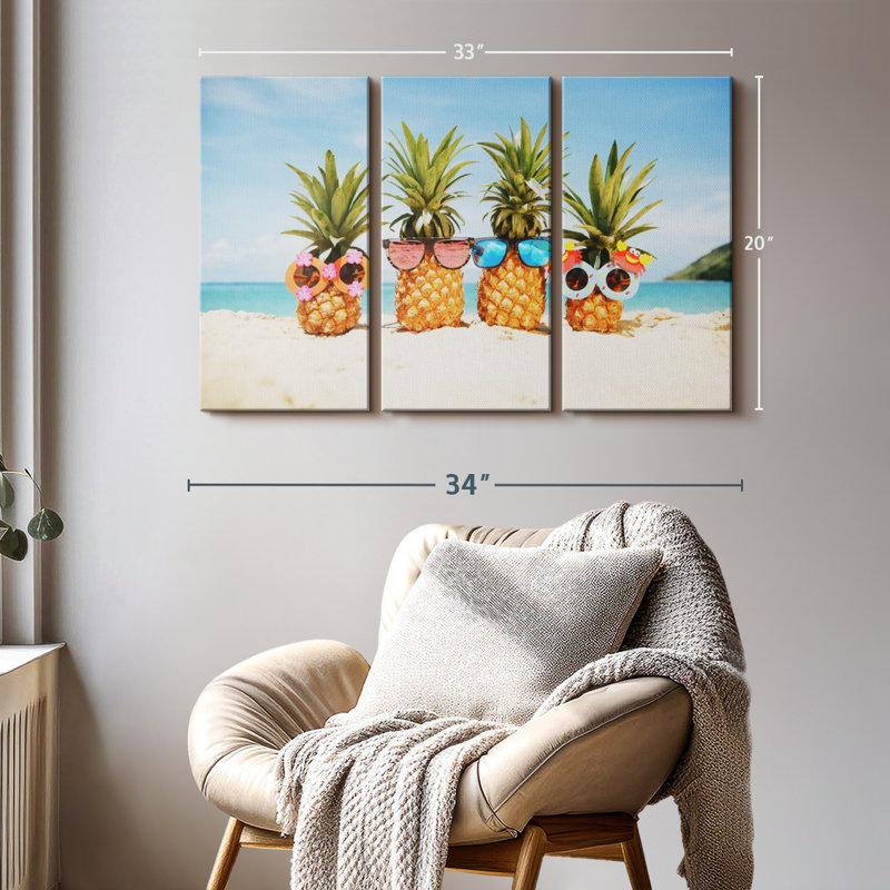 "Drôle d'ananas" sur toile, H 20 po x l 33 po