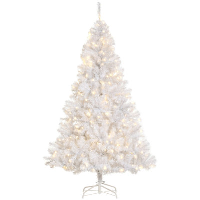 Arbre de Noël de 6 pi de hauteur avec branches réalistes, 250 lumières DEL blanc chaud et 1 000 pointes, parfait pour un décor festif