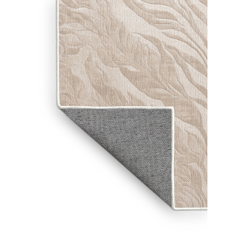 Tapis beige lavable à la machine, Carré 5 pi