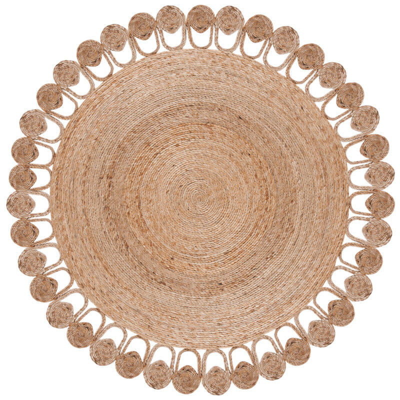 Salacia Natural Fiber Hand Woven Jute Solid Color Rug, Round 8'