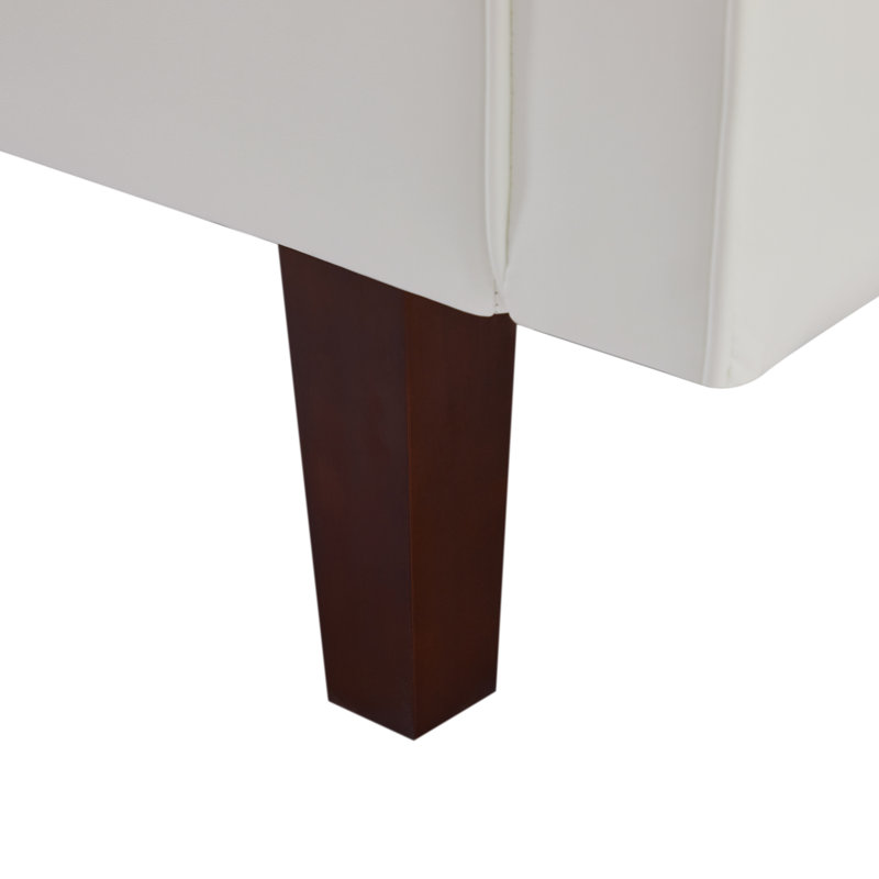 Canapé-lit 74 po Mid-Century, Simili cuir blanc