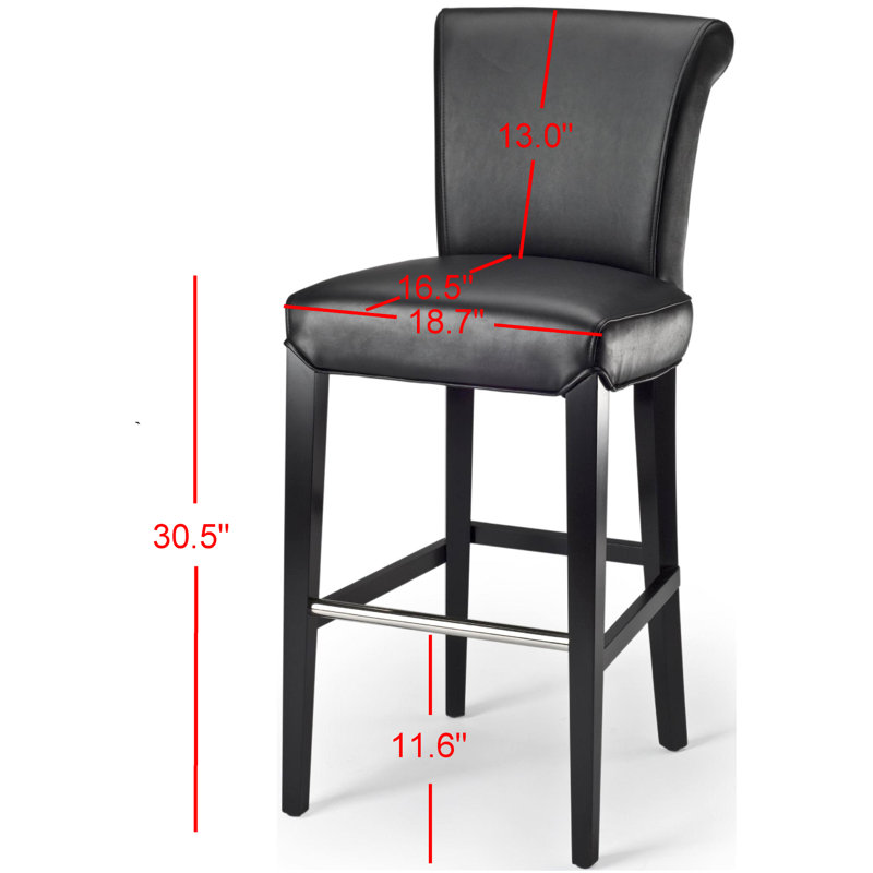 Comptoir et tabouret de bar Bowie, Noir, Tabouret de bar (assise de 30 po de hauteur)
