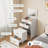 3 in 1 Vanity, Compact Vanity with 3 Drawers, Makeup Desk with Flip-up 3 Colors Lighting Mirror and Cushioned Stool, Small Vanities Nightstand for Bedroom-447553389