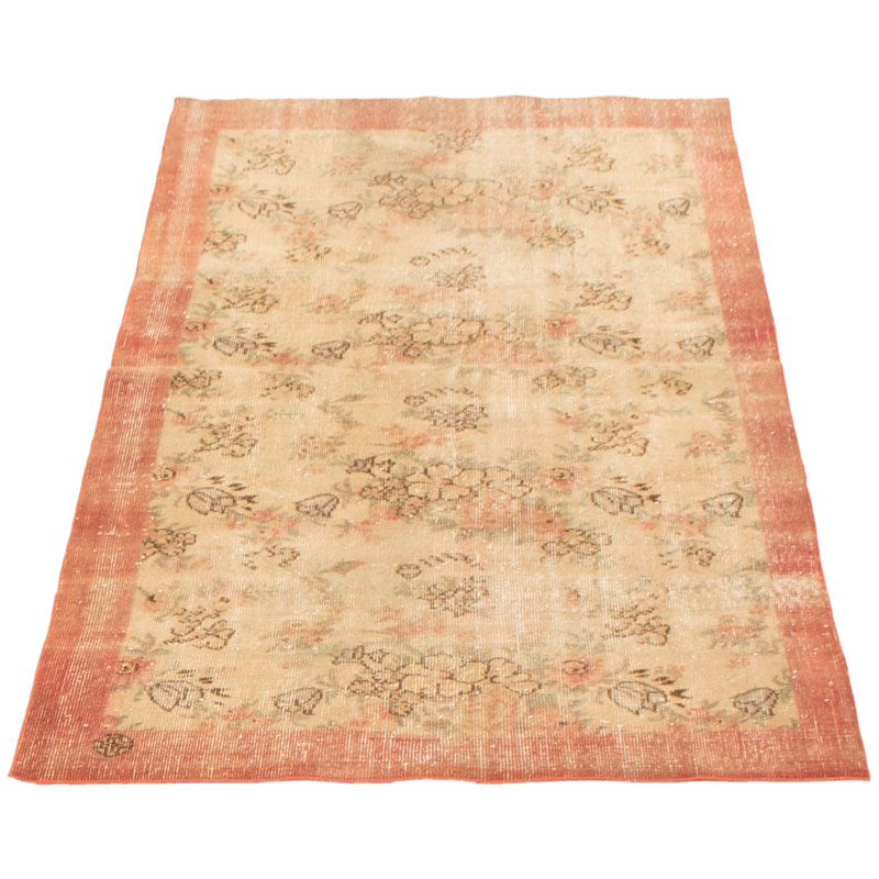 Tapis kaki clair rétro Treauna 3 pi 8 po x 6 pi 3 po