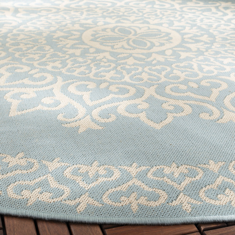 Frankee Performance Floral Indoor/Outdoor Area Rug, Round 8'