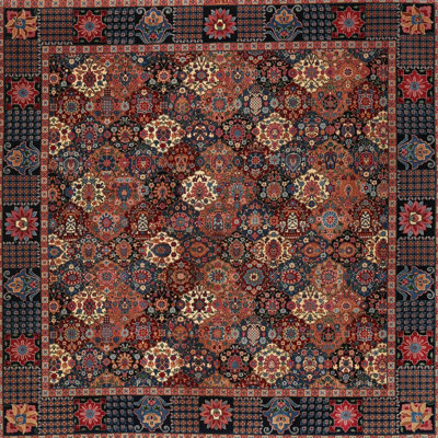 Tapis brun/noir/crème traditionnel
