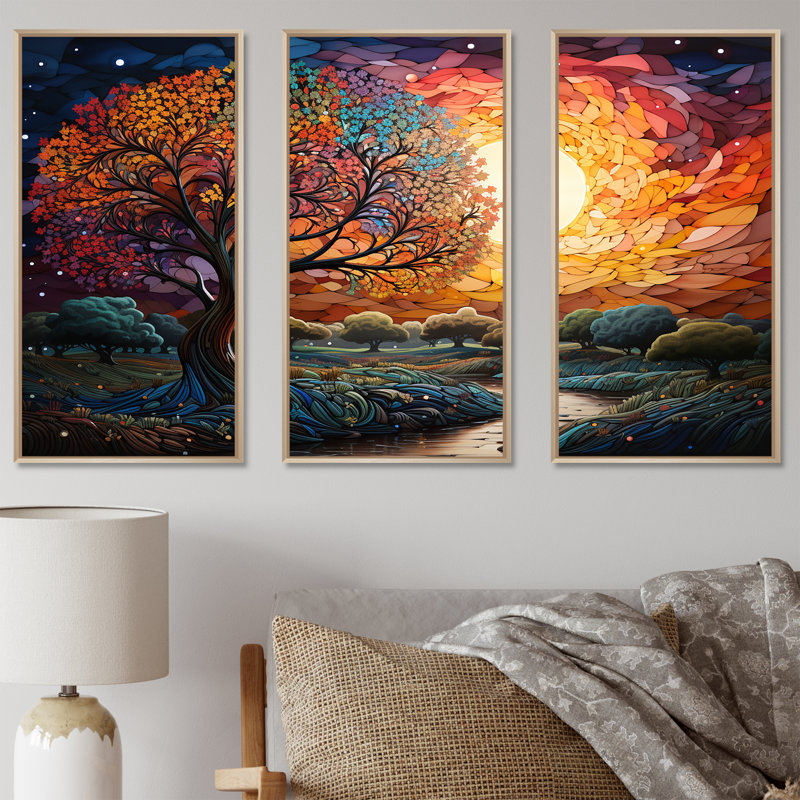 Ensemble de salon d'art mural campagne, H 40 po x l 60 po x P 1 po, Cadre naturel flottant