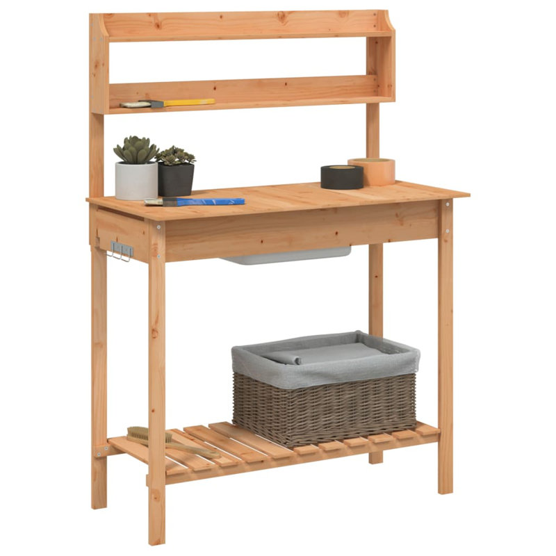 Braily Wood Potting Bench, Brown