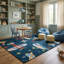 Tapis bleu marine bleu marine 5 pi x 8 pi (5 pi 3 po x 7 pi 7 po) Maverick-1459524388