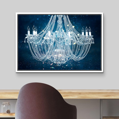 Glam Crystal Chandelier " Blue Glitter Fancy White Crystal Chandelier Decor Lights Stylish Contemporary Wall Art "