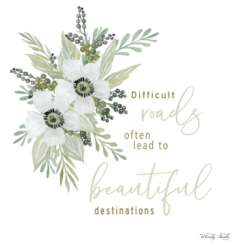 «Beautiful Destinations» par Cindy Jacobs, art textuel, H 20 po x l 20 po, Non, Toile tendue