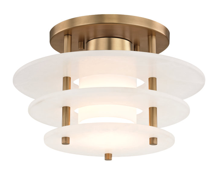 Gatsby 1 Light Flush Mount, Aged Brass, 7.5" H x 15.75" W x 15.75" D