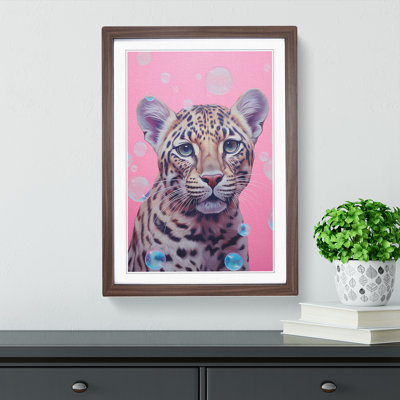 Leopard Bubble Gum Painting - Framed Print