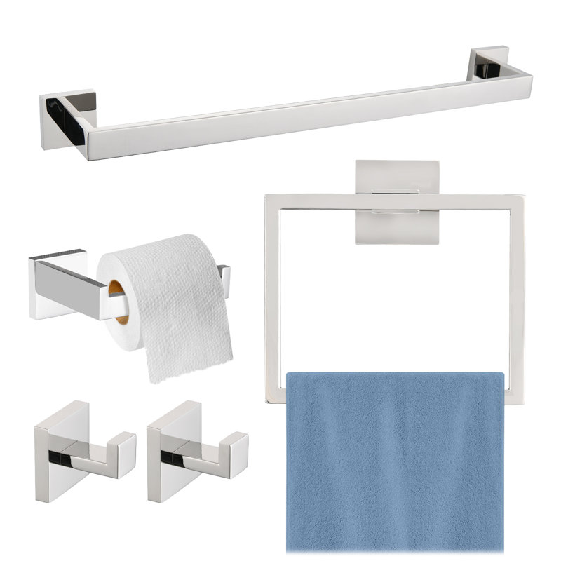 Ensemble de quincaillerie de salle de bain 5 pièces, Chrome chrome