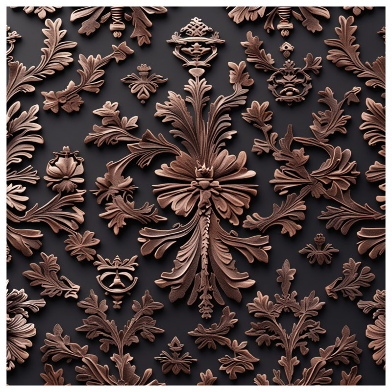 Rideaux de douche bronze à motifs ornementaux extra longs, 70in W x 72in H