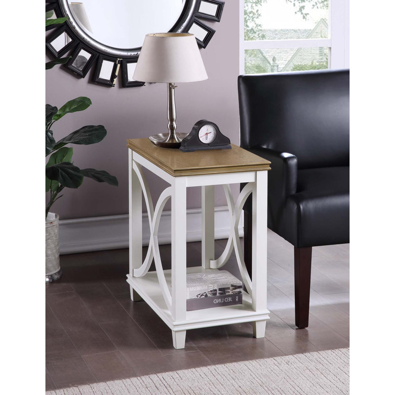 Table de bout avec rangement et cadre en bois massif 24 po Pettegrow, Bois flottant / blanc