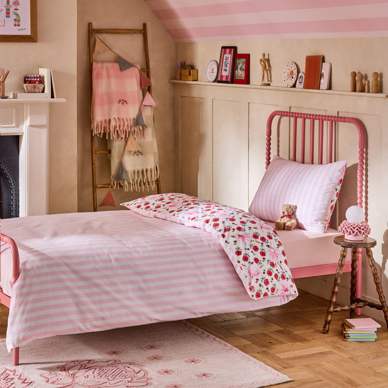 Life Is A Stage Ballerina Floral Reversible Duvet Cover Set, Double