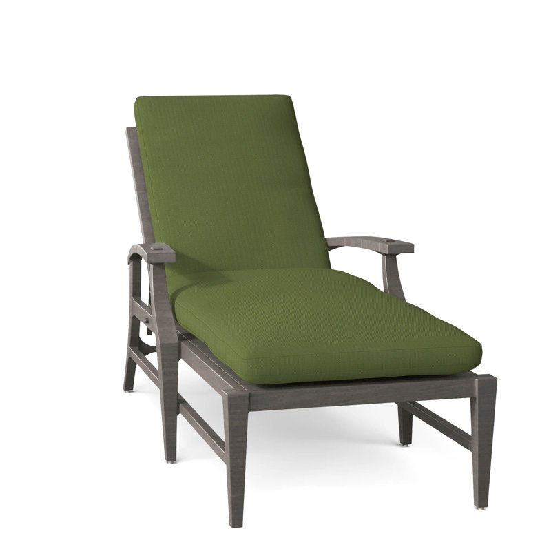 Croquet Aluminum Outdoor Chaise Lounge, No Welt, Slate Gray, Linen Forest