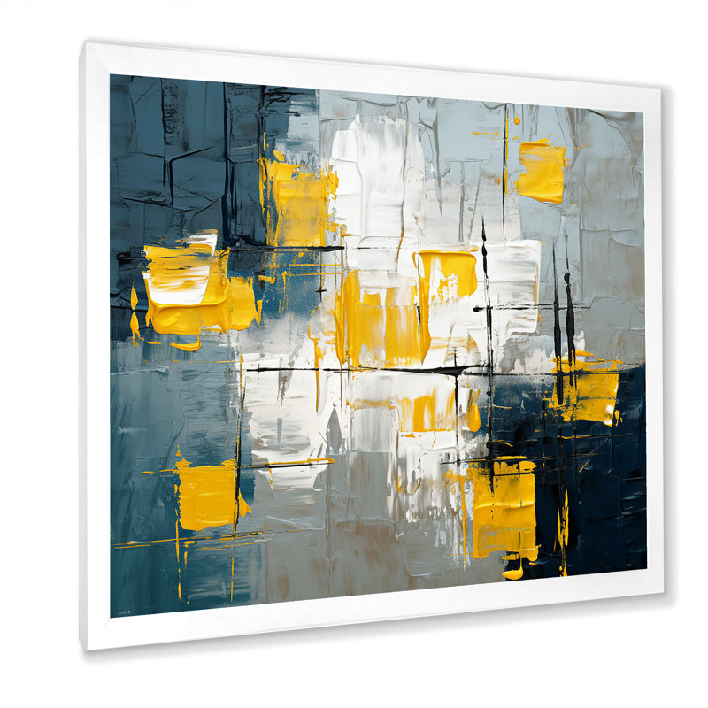 «Abstraction on Retro Blue», art abstrait, H 24 po x l 24 po x P 1 po, Cadre simple blanc