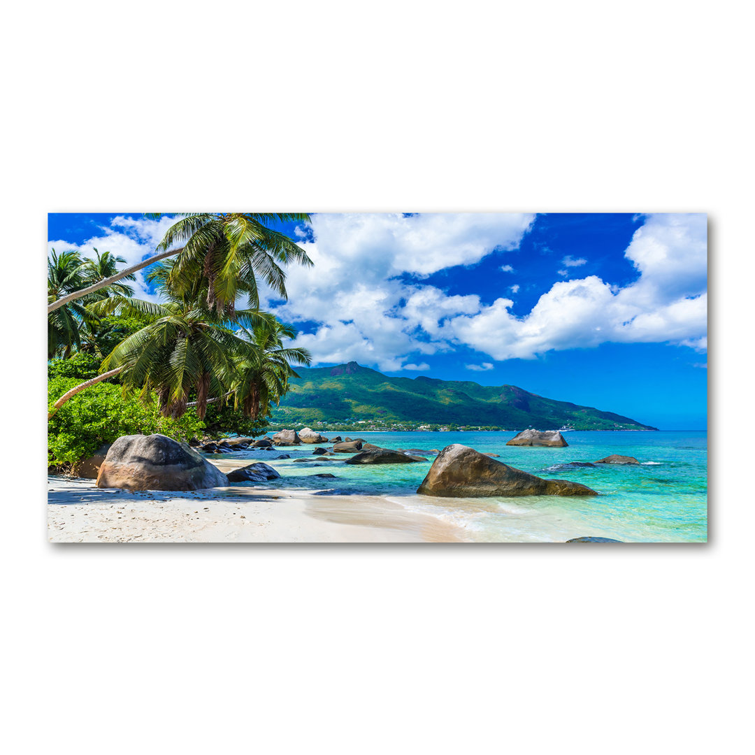 Leinwanddruck - Wandkunst - Drucke auf Leinwand - 140X70 Bild Bildthema: Seychellen Strand