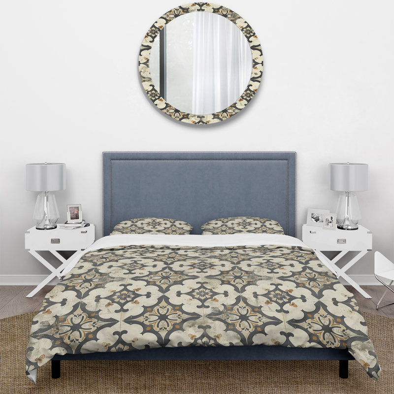 Ensemble de housse de couette Beige Black Country Floral Chic IV - Floral, Housse de couette très grand + 2 taies décorativ