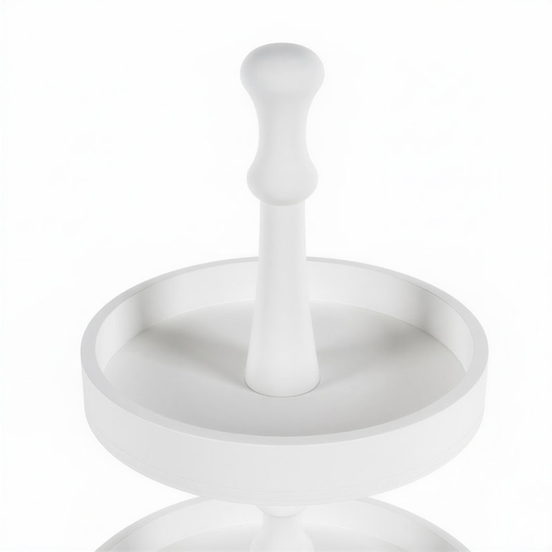 Plateau rond rond en bois blanc à 2 niveaux