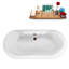 Baignoire de trempage autoportante 59 "avec drain et plateau en bambou 59" Streamline-75261689