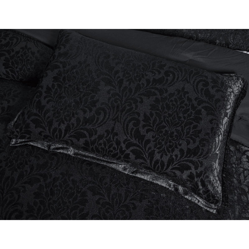 Microfiber Bedspread with Pillow Shams Included, Double Bedspread + 2 Standard Shams, Black