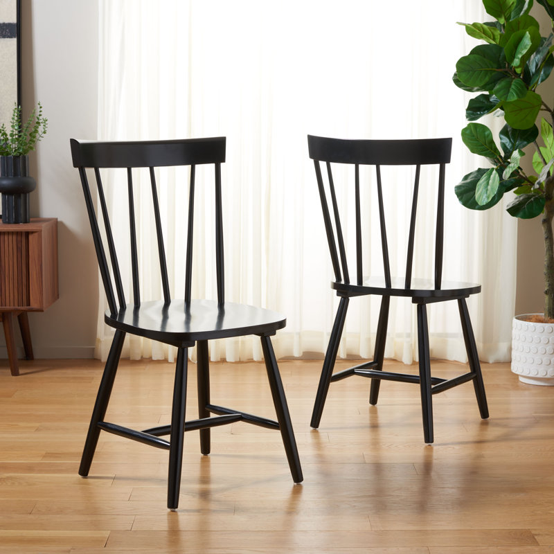 Chaise d'appoint à dossier Windsor en bois massif London, Noir