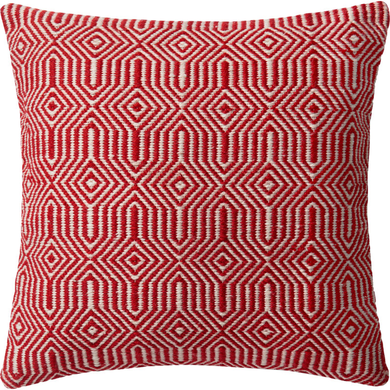 Saffet Hand-made Embroidered Indoor / Outdoor Throw Pillow Cover & Insert, Red/Ivory