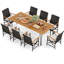 Ensemble de 9 chaises de table de salle à manger de patio, 86,5 po L Table de salle à manger avec trou pour parasol