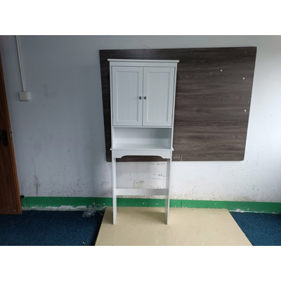Armoire de rangement au-dessus de la toilette, tablette de salle de bain au-dessus de la toilette, organisateur d'armoire de rangement de salle de bain, économiseur d'espace de salle de bain en bois, blanc