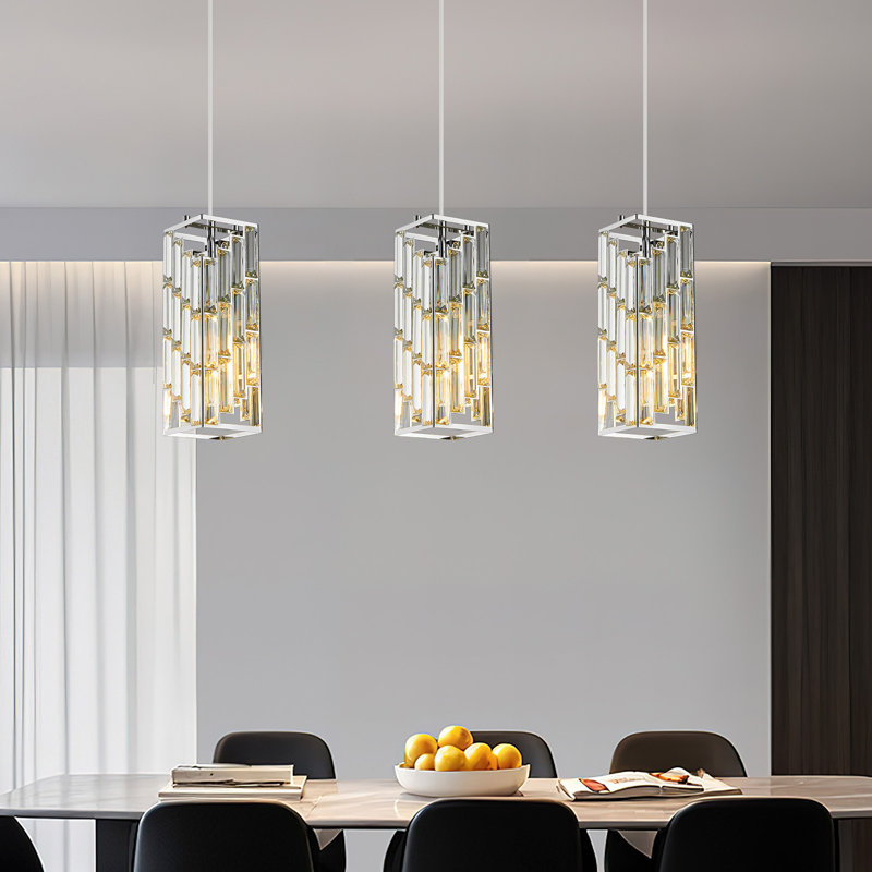 Catine - Pendant Lights Kitchen Island, Adjustable Pendant Light Fixture for Kitchen Island Dinning Room Bedroom, Chrome, 3