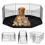 Parc pour chien de 24 po de hauteur, enclos d'exercice pliable en métal à 8 panneaux avec coussin inférieur et piquets de sol, pour petits animaux de compagnie de taille moyenne dans les aires de camping intérieures