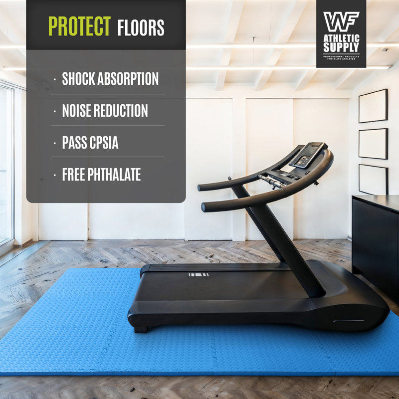 Blue Diamond Pattern Interlocking EVA Foam Exercise Mats, 24" x 24"