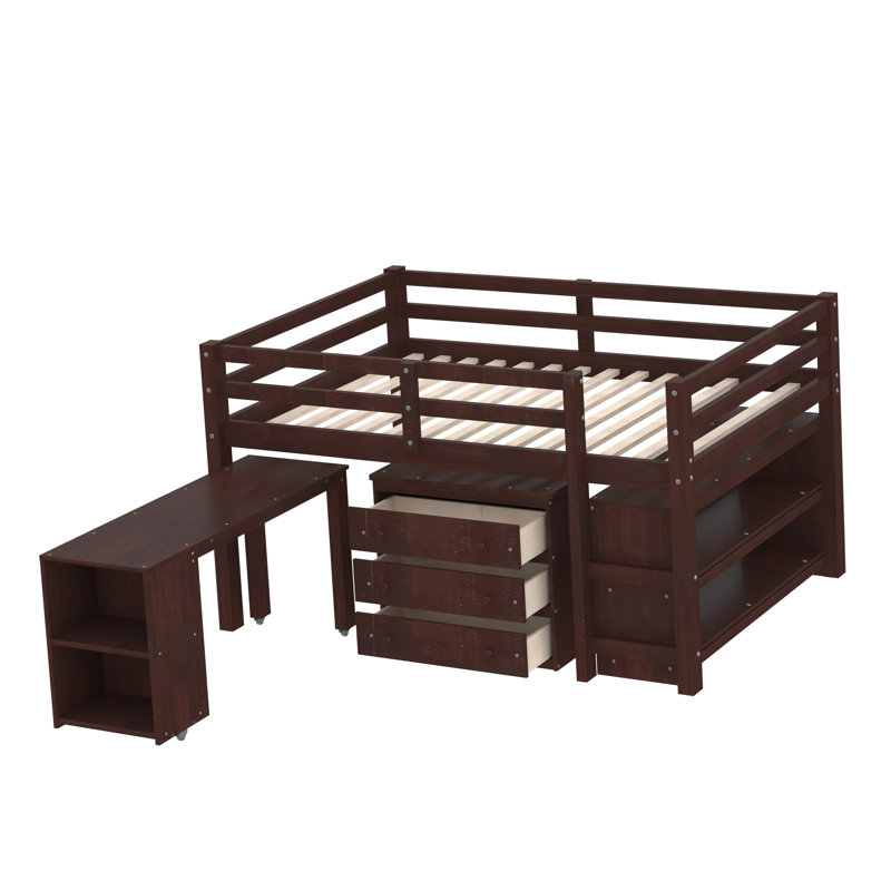 Fynnley Kids Full Loft Bed with Drawers, Espresso