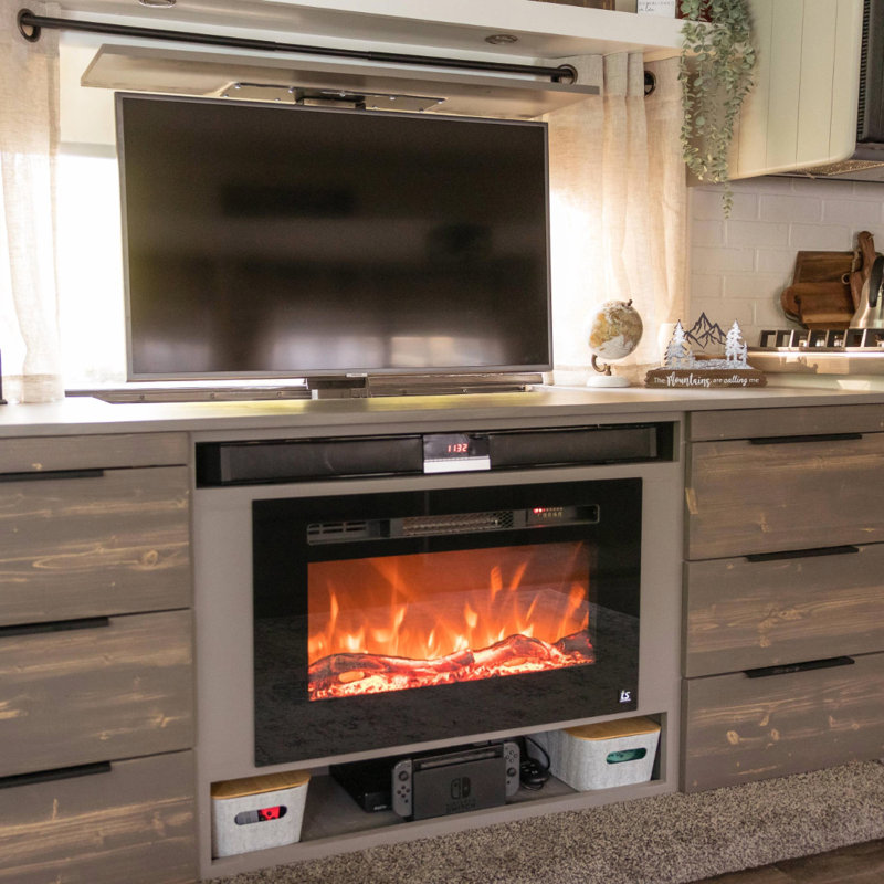 Sideline 28-Inch Black Glass Wall-Mount Electric Fireplace