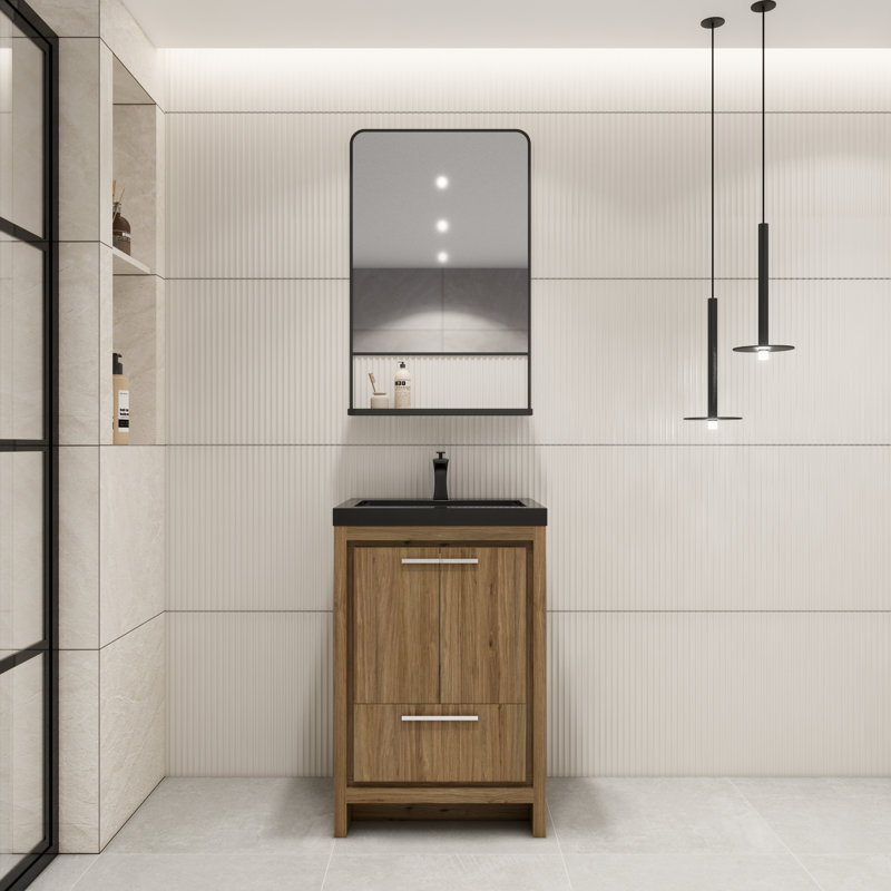 Ensemble de meuble-lavabo simple 24 po Aneko, Chêne naturel