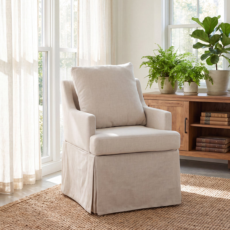 Chaise de salle à manger rembourrée avec roulettes, Beige