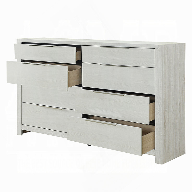 Commode en bois avec 8 tiroirs de rangement pour la chambre à coucher, Beige