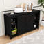 Buffet de rangement rustique avec 4 tiroirs, portes de grange coulissantes et prise de courant intégrée-437088300
