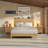 Mid-Century Solid Wood Bed Frame with Built-in Charging Station & RGB LED Headboard, Queen, Natural Wood Color-1491975085-1491975086-1491975088