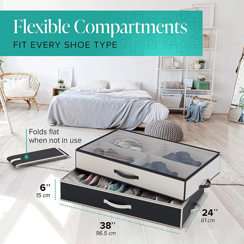 20 Pair Stackable Underbed Shoe Storage